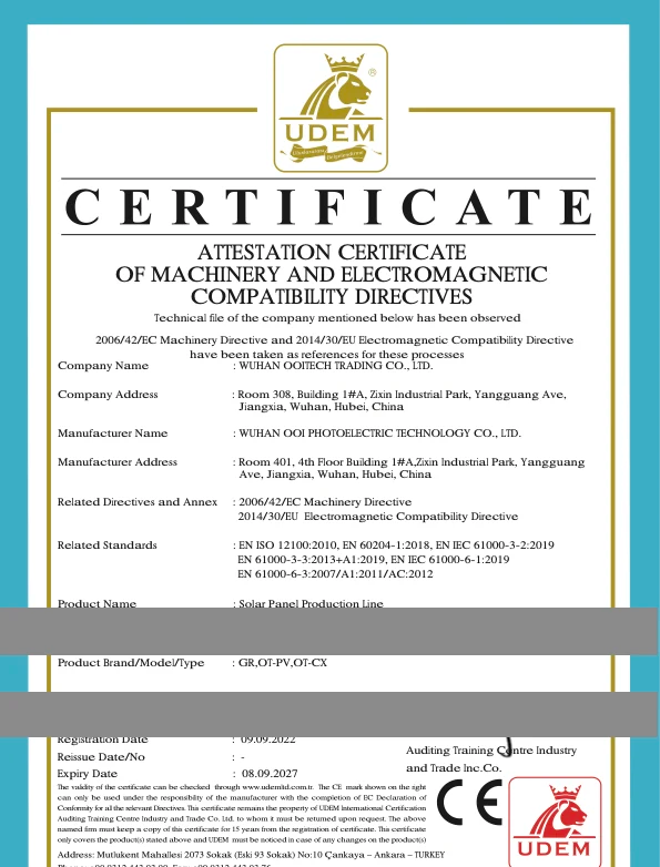 CE Certified Solar Panel Production Line: Pre-Delivery Certification and Export Compliance