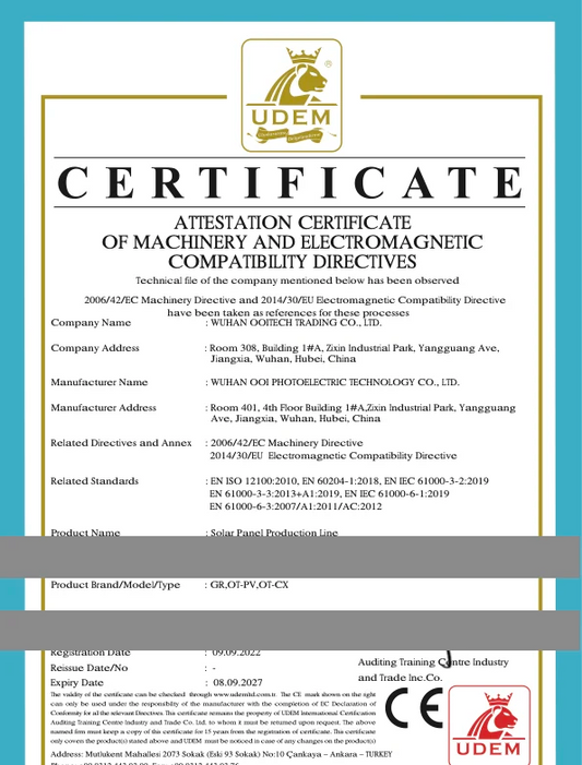 CE Certified Solar Panel Production Line: Pre-Delivery Certification and Export Compliance